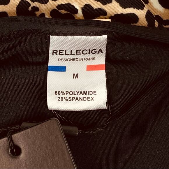 Relleciga Medium Swim Bikini Bottoms Leopard Print High-Cut Stretch Multi New - Picture 4 of 5